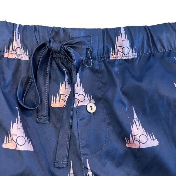 Walt Disney World 50th Anniversary Blue Satin 2 Piece Pajama Set Size 1X - Picture 13 of 16
